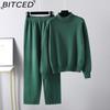 BITCED Fashionable High-neck Suit for Autumn and Winter In Solid Colors Is Versatile and Can Be Worn with A Two-piece Knitted Top and Casual Pants