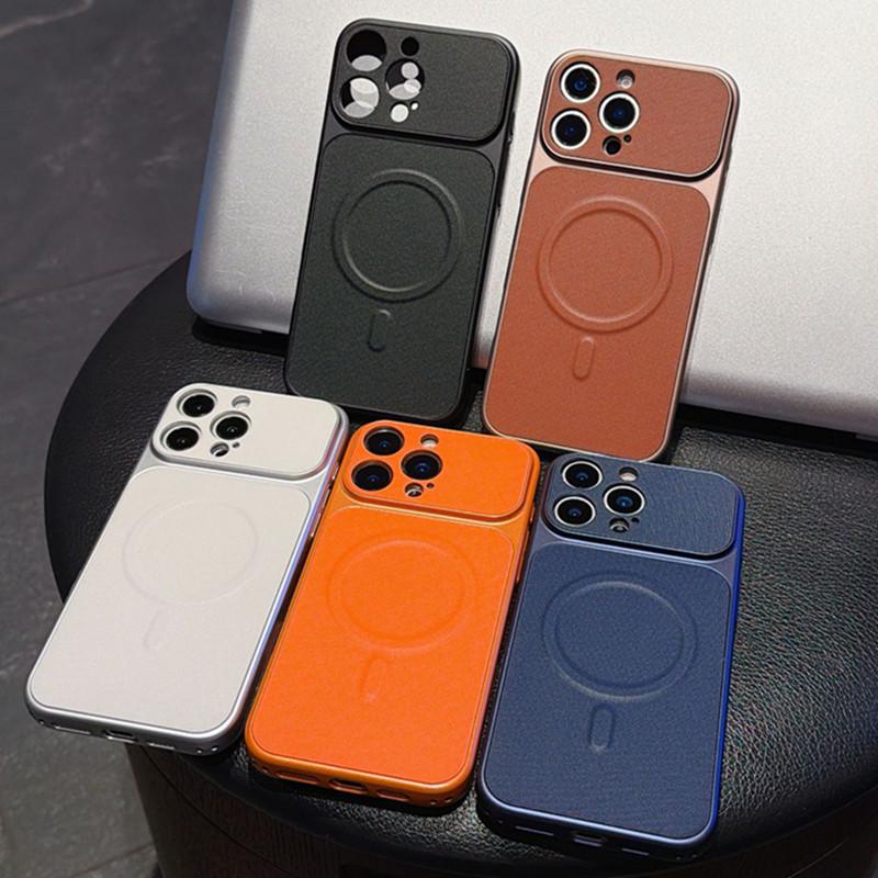 Premium Leder Magnetische iPhone 17 Hülle, Sturzsicher mit großem Fenster für 16 Pro Max