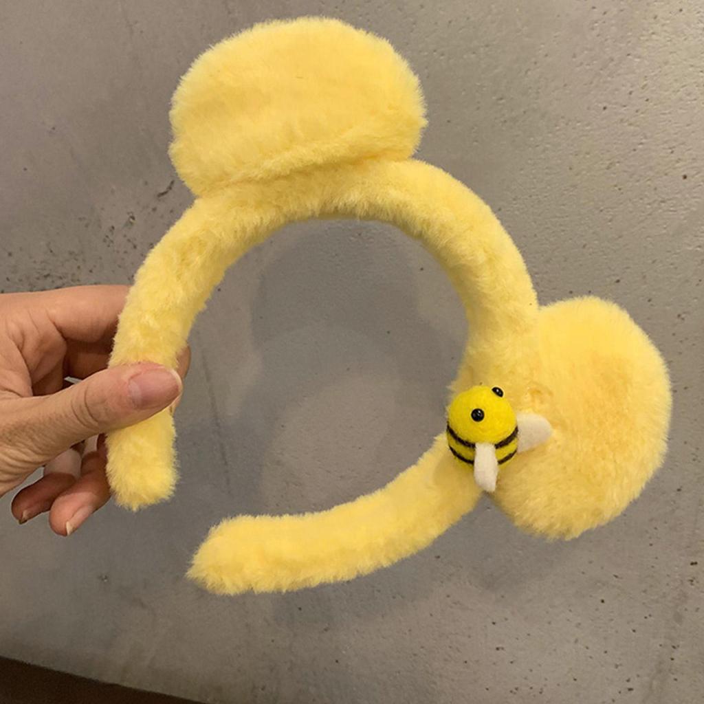 1 stuks Schattige Bij Beer Oren Pluche Haarband Dames Meisjes Gezicht Wassen Leuke Dier Hoofdbanden Cosplay Mode Haaraccessoires