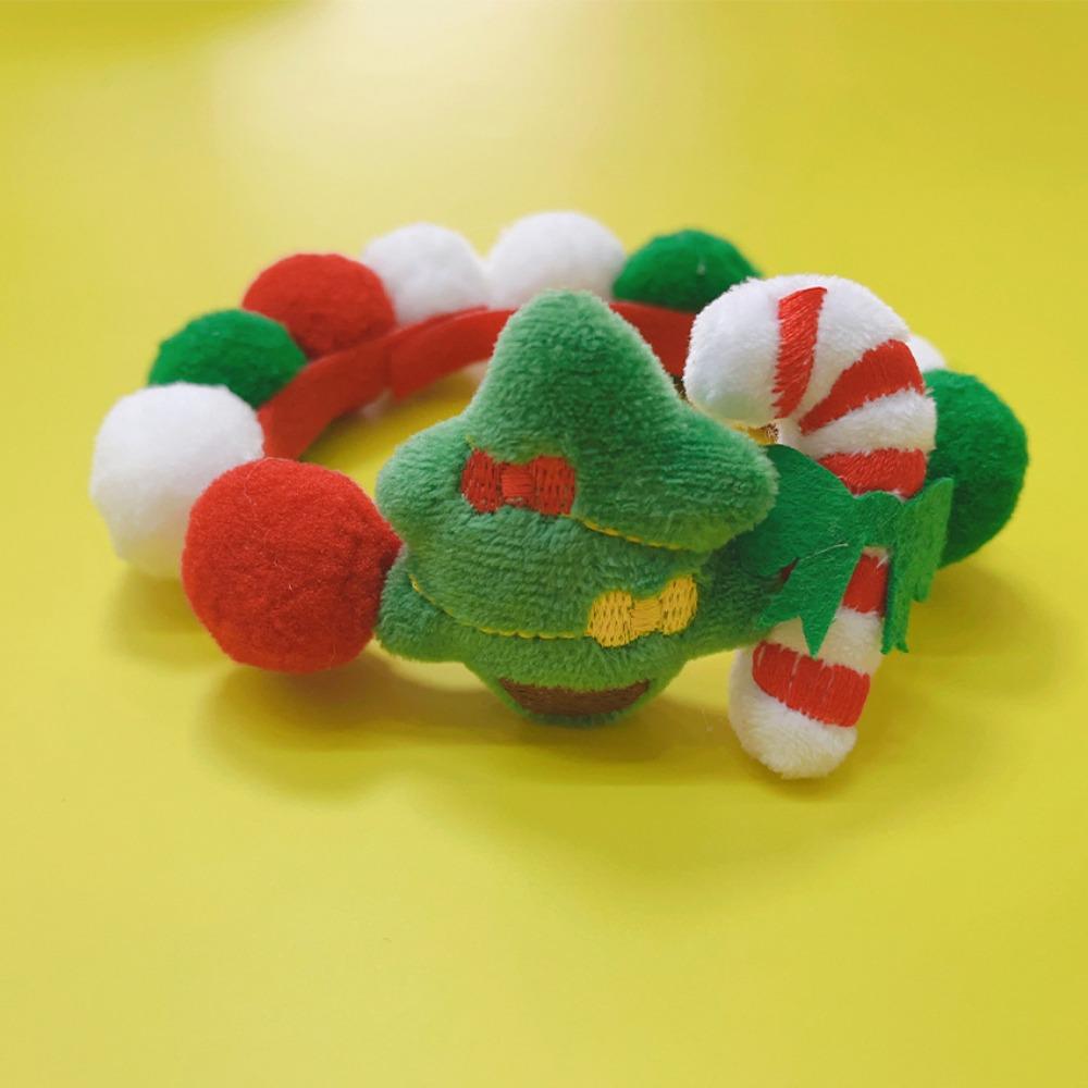 2pcs Soft Christmas Cat Collar Adjustable Dog Bib Decorative Chain Pet Ball Collar  Party