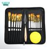 Aishake 15-Piece Nylon Hair Paint Brush Set with Black Canvas Bag and Sponge Scraper