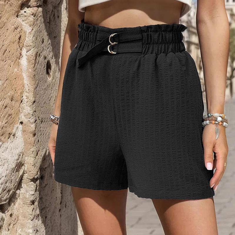 2026 Summer Fashion Women's Black Wrinkled Fabric Comfortable And Breathable Easy To Match Sexy Shorts