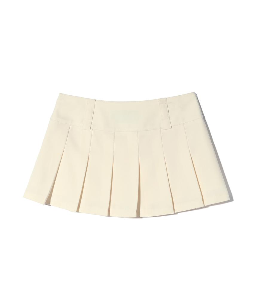 Yuhee Belt Pleats Mini Skirt Cream