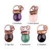 Retro Red Copper Bag Shaped Natural Healing Rose Quartz Stone Pendant for Women Men Jewelry Making