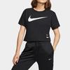 Nike Sportswear Swoosh Logo Casual Crop T-Shirt Women Tops Black CJ3765-010