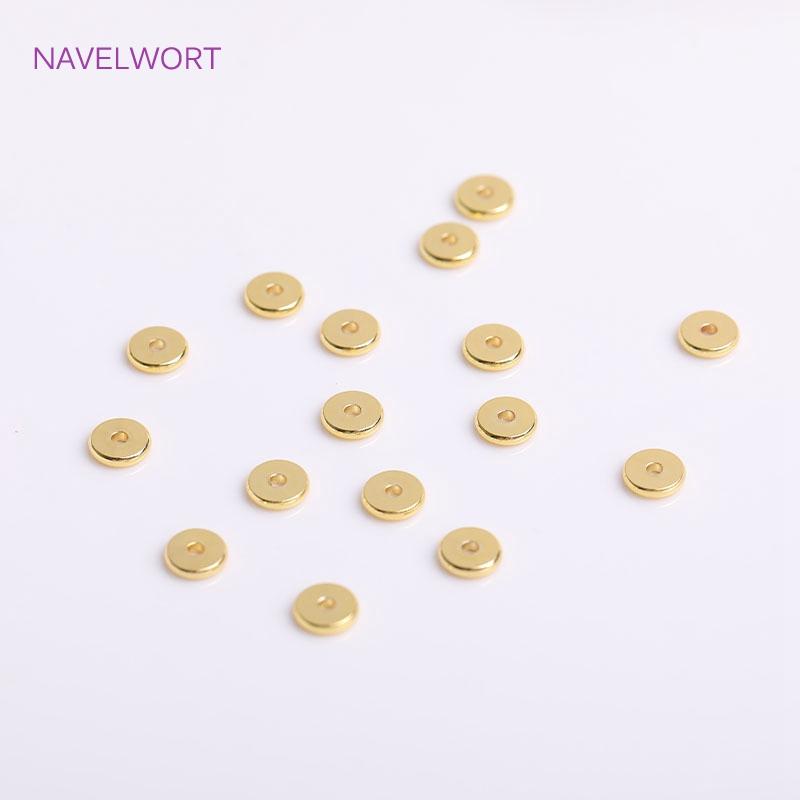 4mm 5mm 6mm 18K Gold Plating Round Flat Spacer Beads Brass Smooth Spacer Beads For Bracelet Necklace Making Findings Wholesale