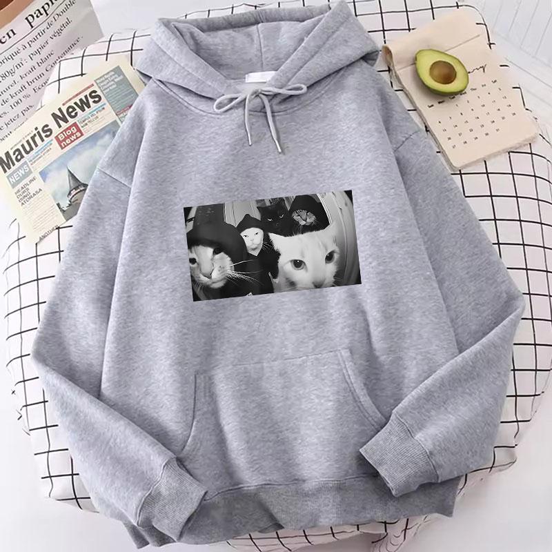 Hip Hop Cat Print Hoodies Spring Autumn Winter Casual Hoodies Sweatshirts Men Women Tops Streetwear