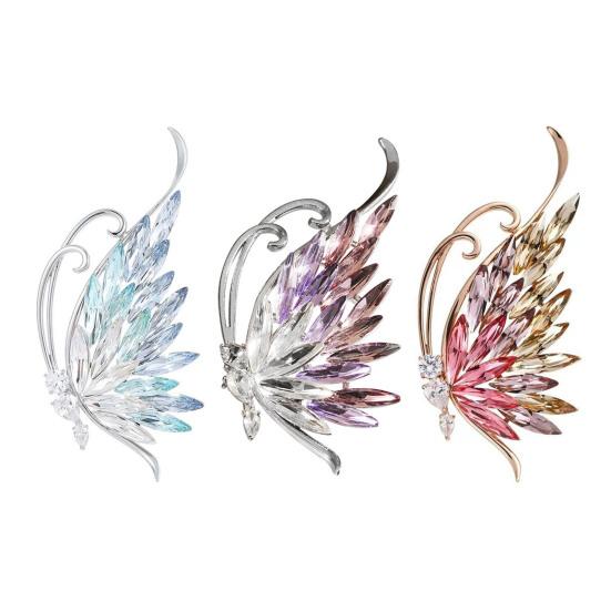 Rhinestone Butterfly Brooch Butterfly Wing Lapel Pin Sweater Cardigan Coat Business Suit Decoration Women Clothing Accessories