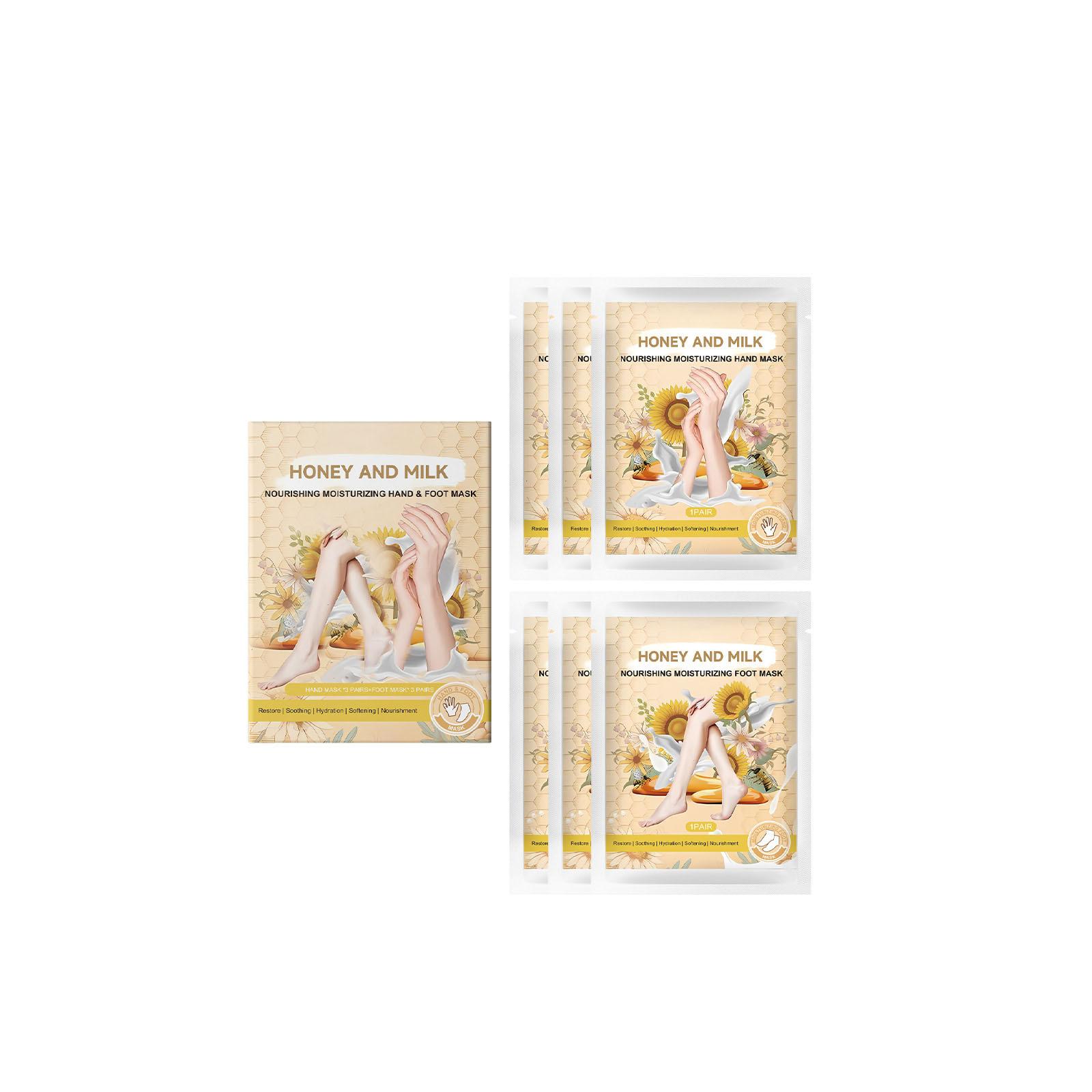 

Маска для рук с медовым молоком. Увлажняющая, отбеливающая, увлажняющая маска для рук и ног. Уход. 30 мл. жёлтый