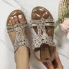 Wygodne buty damskie Płaskie sandały Rhinestone Duże rozmiary Hollow Casual Sandały