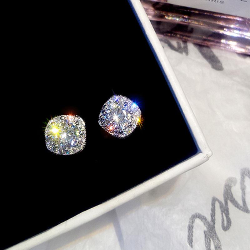 

Trendy s925 Sterling Silver Rhodium-Plated Square Stud Earrings for Women - Versatile Luxury Design 925 Silver