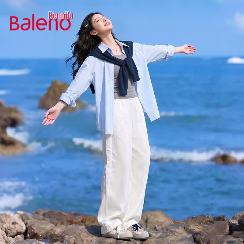 Baleno Women's Faux Two-Piece Shawl Blouse