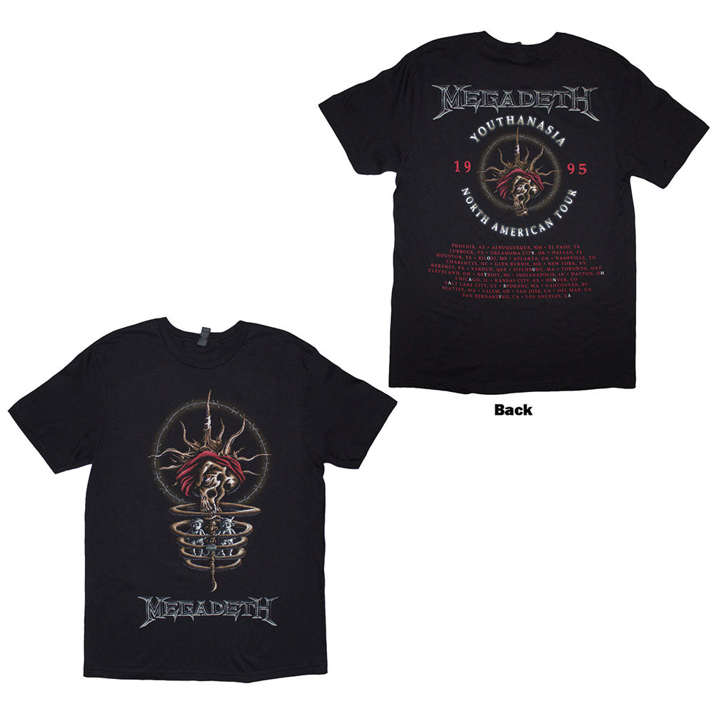 Megadeth tshirt youthanasia 1995 north american tour black back print offi L