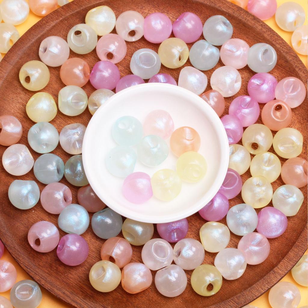 10pcs Lustrous Slant Hole Round Beads DIY Handmade Materials for Earrings Necklaces Jewelry Marking