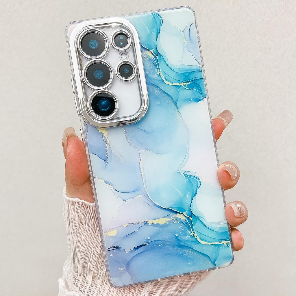 Electroplated IMD marble pattern is suitable for Samsung S25ULTRA mobile phone case S24FE fine hole gradual change smudge A26/56
