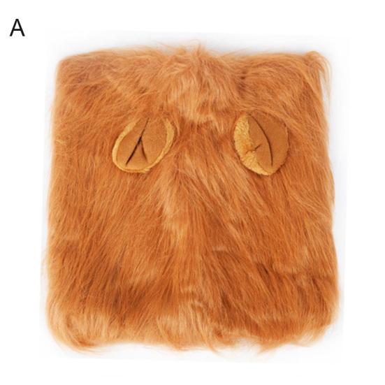 Pet Costume Funny Lion Mane Wig Headgear Hat Halloween Festival Decor for Dog