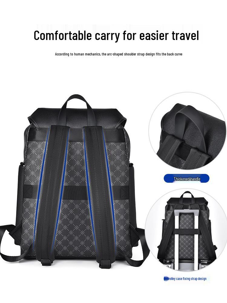 Men's Trendy High-End Business Laptop Backpack - Large Capacity Travel & Schoolbag with Old Flower Design