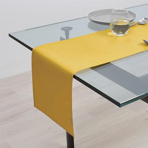 Waterproof, Wipeable Laminated Table Runner, Nordic Style Table Centerpiece (30cm x 180cm), Solid Yellow, Style Decor, W2703120