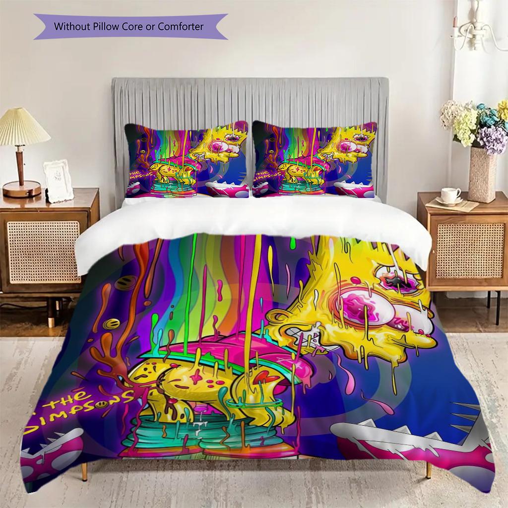 Vibrant Chaos Surreal Meltdown Bedding (1 * duvet cover + 2 * pillowcase, without core) 2D Flat Duvet cover and pillowcase Bedding set