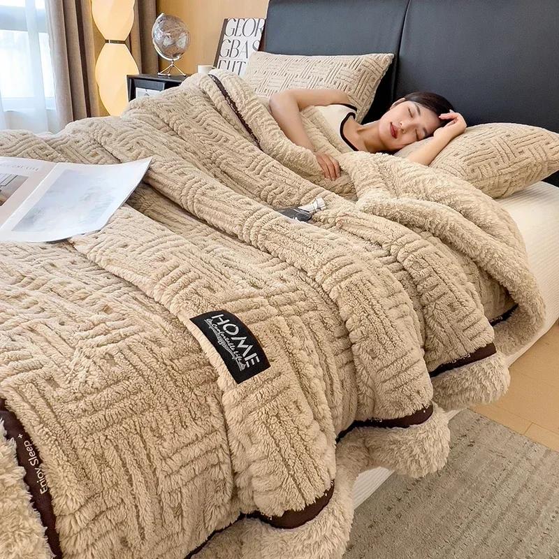 Neue Halbseiten Fleece Herbst Winter Decke Weich Flauschig Mutter- und Kindgerechte Bettdecken Warm Atmungsaktiv Sofaüberwurfdecke