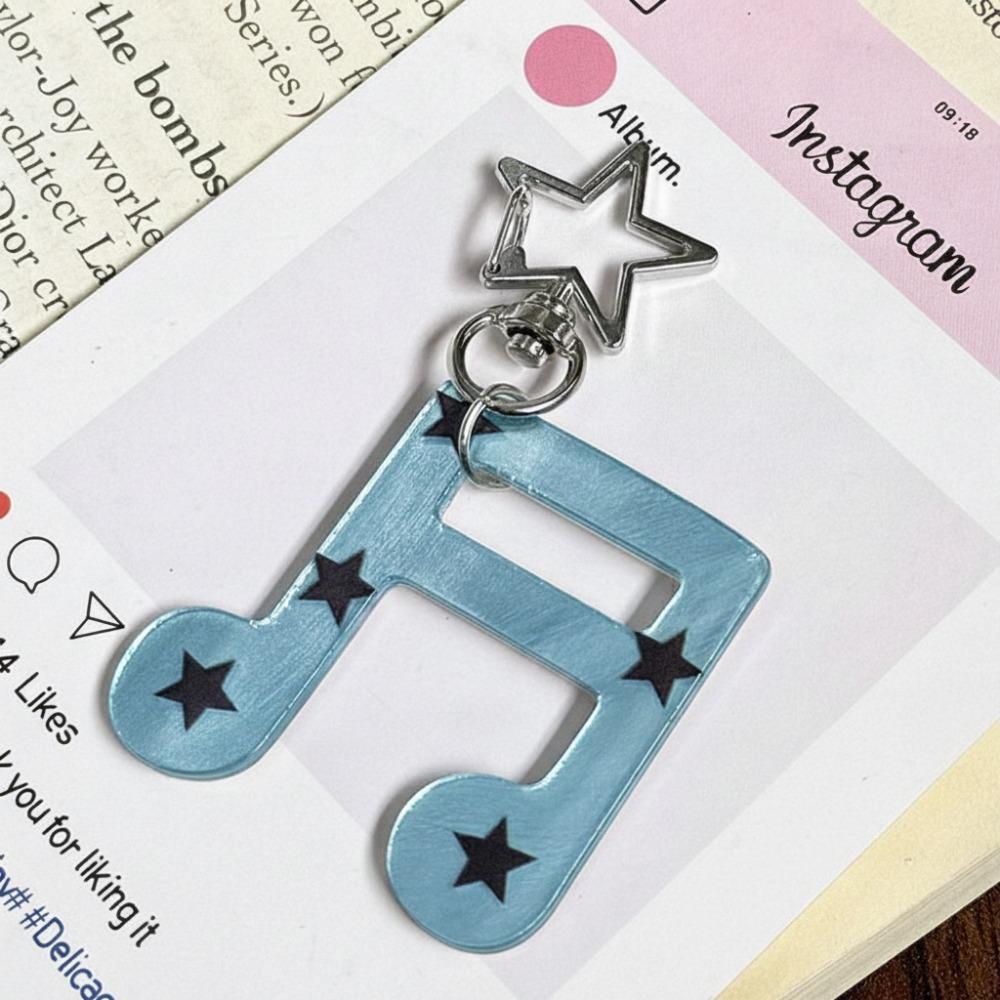 Glitter Acrylic Pendant Acrylic Bag Charm Cute Music Keychain  Backpack Decoration B
