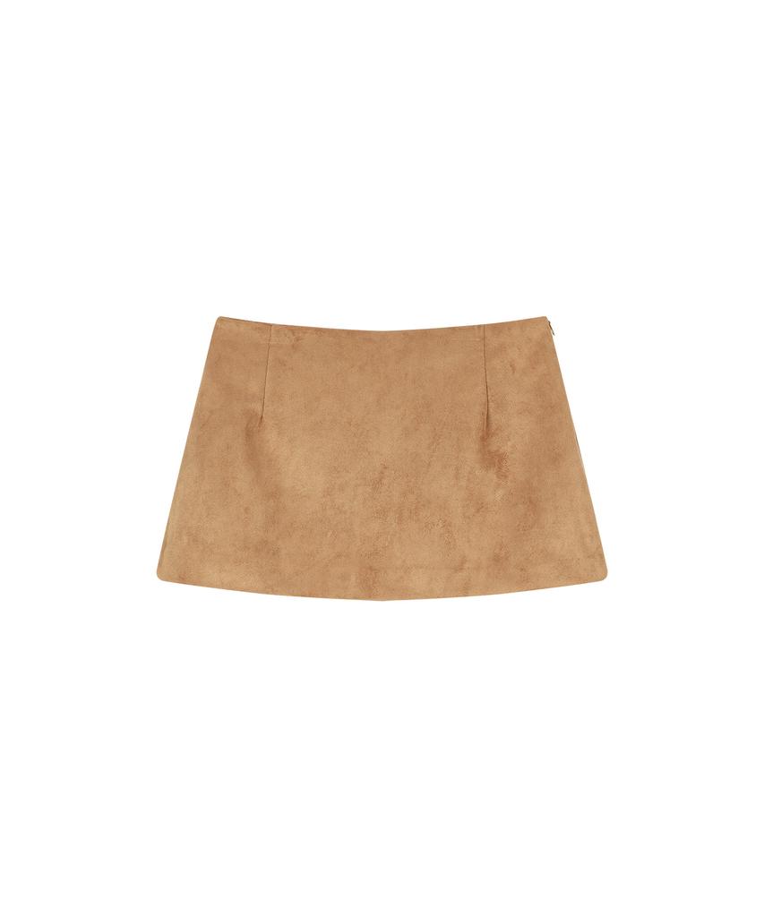 WANKER Suede Mini Skirt Camel