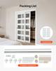 Sliding Closet Door, 1524mm (Double 787mm) x 2032 mm, 5-Lite Frosted Glass Bypass Sliding Doors with Hardware Kit, Solid Wood & MDF Slab with