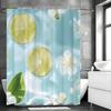 Summer Lemon Flower Shower Curtain, Bathroom Decorative Shower Curtain, Waterproof Shower Curtain with Hooks