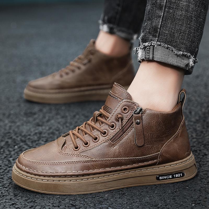 Men's Boots Four Seasonal Outdoor Workwear Boots Male Casual Boots Fashion Soft Sole Comfortable Leather Sports Boots Men's Shoe