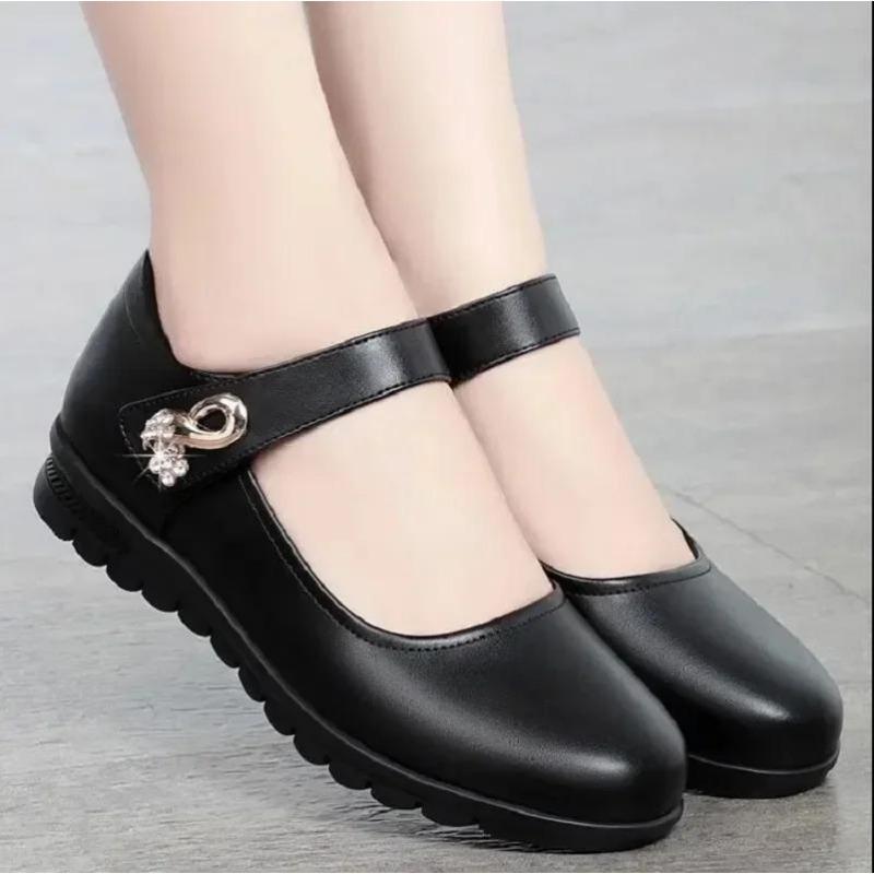 Zapatos De Mujer Women Cute Comfort Buckle Strap Black Patent Leather Height Increased Shoes Lady Cool Wine Red Heel Shoes
