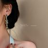 Silver Needle Diamond Earrings European and American Style Long Geometric Splicing Green Crystal Stud Earrings Fashion Trend Personalized Earrings