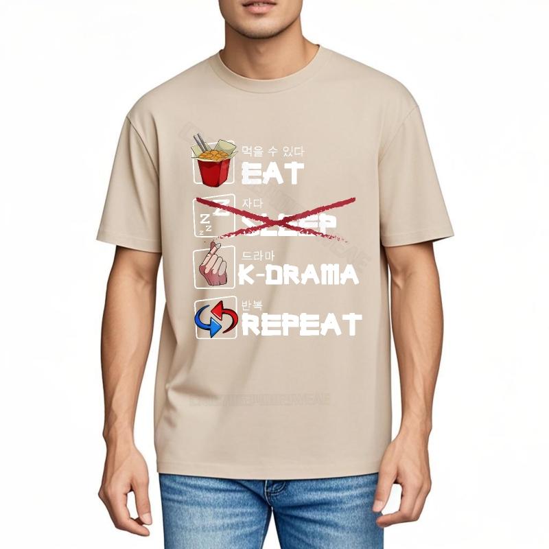 Tshirts For Unisex Soft Short Sleeve Shirt Eat Sleep K Drama Repeat Oneck Workout Tshirt Hiphop Short Sleeve Shirt Short Sleev