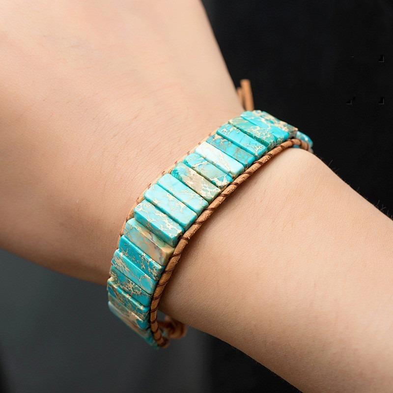 Bohemian Chakra Stein Armband für Damen Herren, Kaiserstein Geflochtenes Seil Gewebtes Handgelenk Armband, Mode Handgemachter Schmuck Geschenk