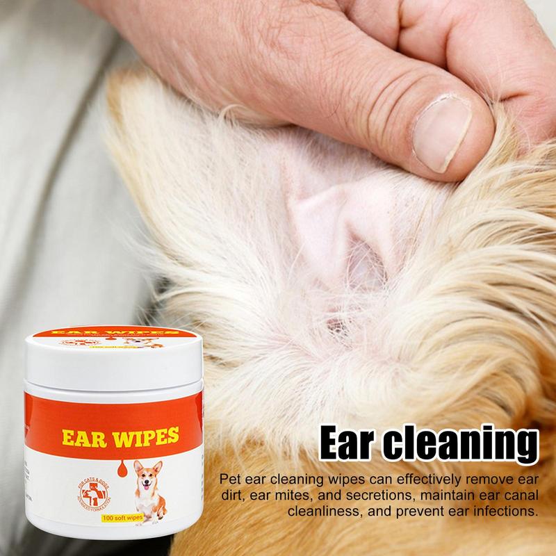 100Pcs Pet Remove Dirt From Eyes And Ears Wipes Dog Cat Earwax Clean Ears Odor Remover Pets Wet Tissue Cleaning Tools Supplies