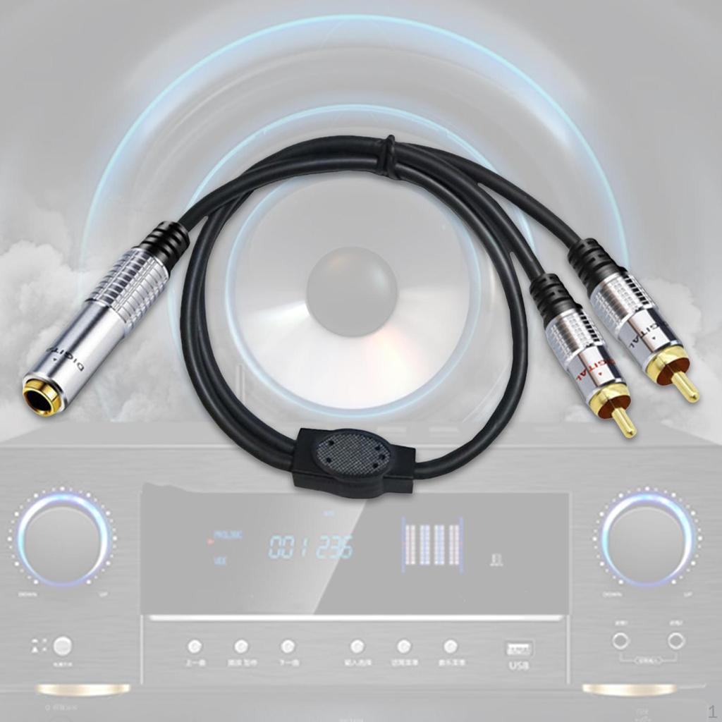 Audio Speaker Y Adapter Splitter Cable Jack to RCA Metal Shell Black