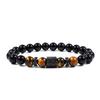 Men's Tiger Eye & Obsidian Copper Bracelet with Zircon Inlay