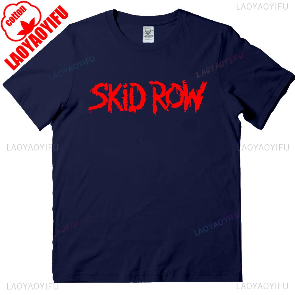 Skid Row Red Logo Black Adult T-Shirt Ropa Hombre Trending Cool Creative Hipster Comfortable Personality High Quality Cotton