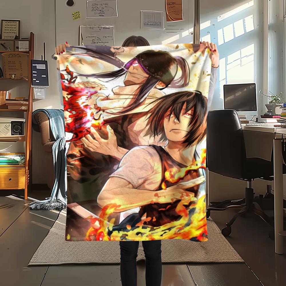 1Pc Fire Force Print Flannel Blanket, High quality Comfortable for All Seasons, Home Decor, Warmth and Comfort, Perfect for Christmas Gifts