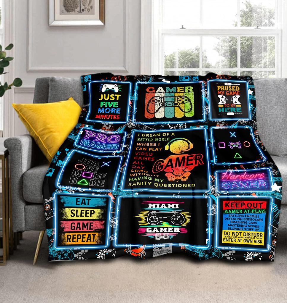 VIKAMA Gaming Wind Cover Blanket Gamepad Gradient Dazzle Color Sofa Blanket Bedroom Blanket Home Four Seasons Blanket