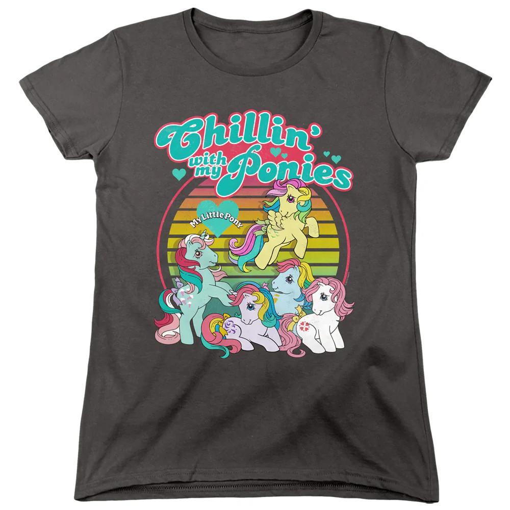 

My Little Pony Retro Chillin With My Ponies Womens T Shirt Charcoal 4XL