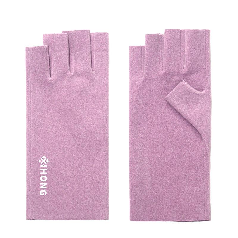 Winter Women's Gloves Thermal Solid Color Mittens New Thin Style Gloves Half-finger For Cold Weather Typing Working Driving