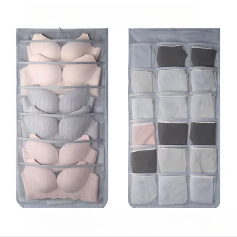 Double-Sided Bra & Underwear Storage Bag, Hanging Organizer With Front & Back Compartments For Bras