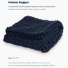 Deep Cozy Blue Handcrafted Blanket With Oversized Knit For Living Room And Bedroom Decor