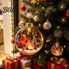 Coordinated Seasonal Arrangements Glowing Clear Christmas Ball Ornament Light Up Story Decoration with Warm LED 3D Winter Scene Baubles Light,