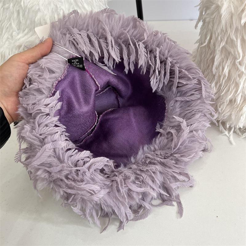 Autumn and Winter Fairy Atmosphere Bucket Hat Femininity Warm Versatile Show Face Small Plush Basin