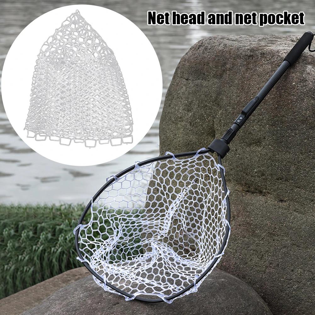 Replacement Collapsible Fishing Net Wear-resistant Rubber Mesh Fish Catch Trap Landing Multifunctional Dip Net 32 40 55cm