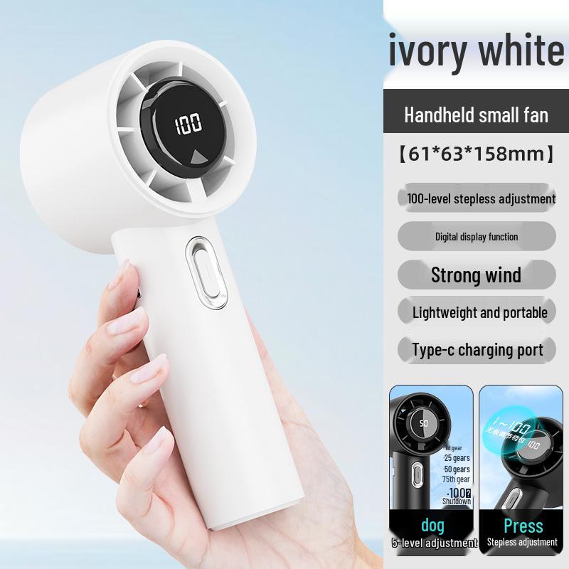 

100-Speed Rechargeable Handheld Turbo Fan with Digital Display for Outdoor Use 61*63*158mm
