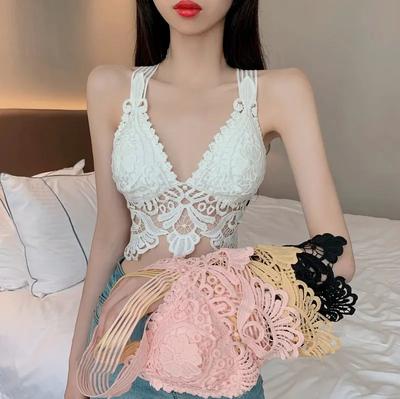 2024 Sexy Tops for Womens Lace Crop Top Woman Tank Tops Off Shoulder V-neck Sleeveless Camis for Women Backless Camisole