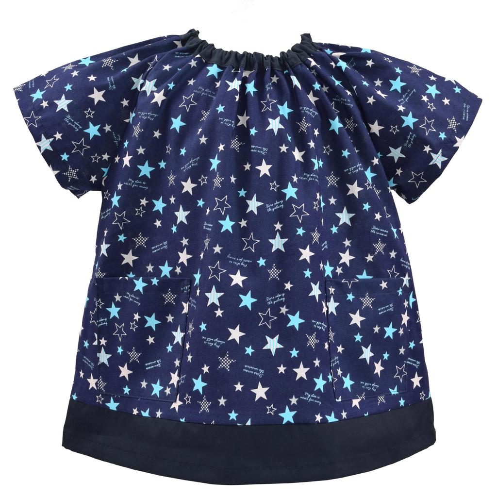 COLORFUL CANDY STYLE Kurzarm-Kittel Brilliant Star Marineblau 2er-Set Jungen Cooler Kurzarm-Kittel Kindergarten-Schürze für Grundschüler