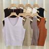 French Solid Color V-Neck Sleeveless Simple Casual Knitted Vest For Women